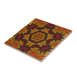 Azulejo De Cerâmica Fractal Bloom em Matizes do outono