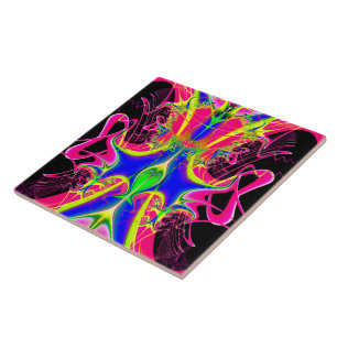 Azulejo De Cerâmica Fractal da cacofonia da cor