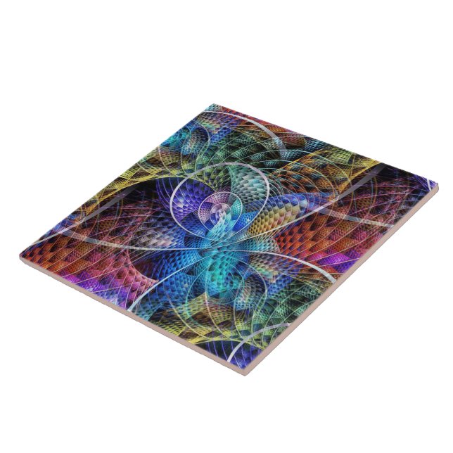 Azulejo De Cerâmica Fractal de apófise abstrato X (Lateral)
