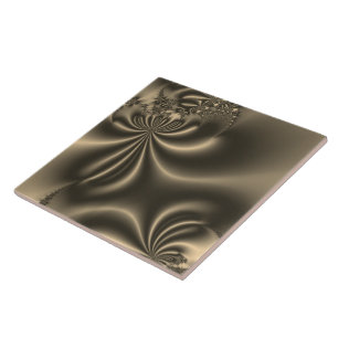 Azulejo De Cerâmica Fractal de Fluxo Dourado Antiquado