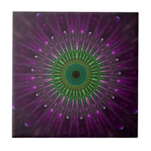 Azulejo De Cerâmica Fractal de Olhos Roxos