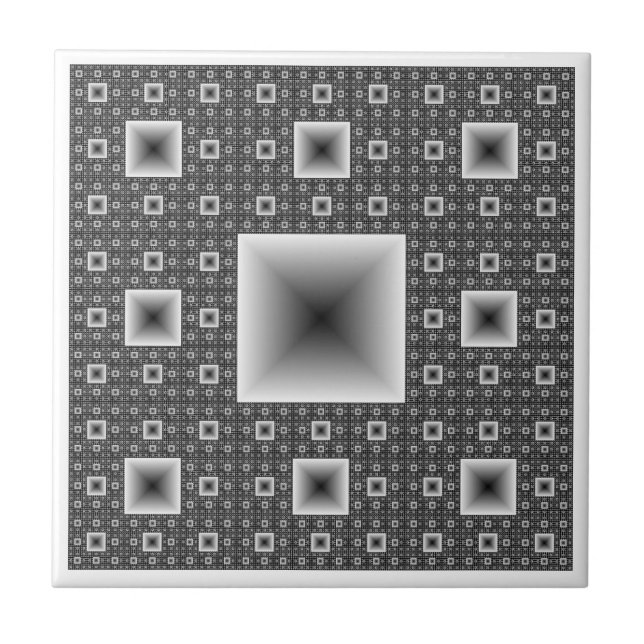 Azulejo De Cerâmica Fractal do tapete de Sierpiński (Frente)