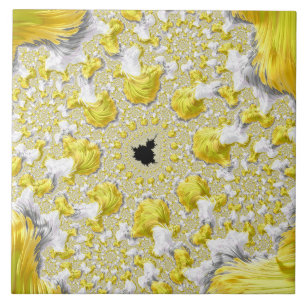 Azulejo De Cerâmica Fractal Dourado abstrato