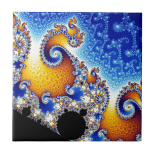Azulejo De Cerâmica Fractal espiral dobro satélite ajustado de