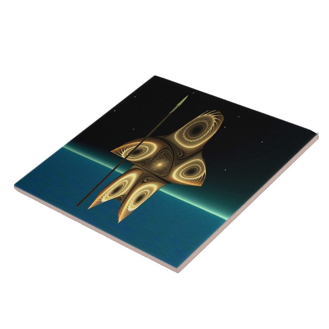 Azulejo De Cerâmica Fractal Inuit Hunter (Lateral)