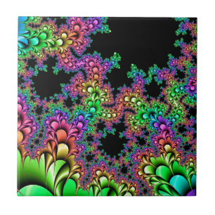 Azulejo De Cerâmica Fractal louco do arco-íris