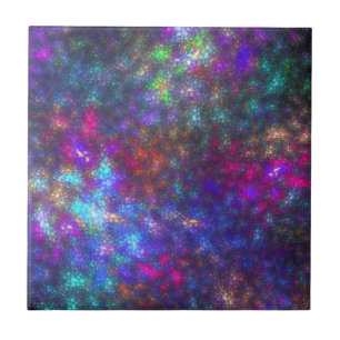 Azulejo De Cerâmica Fractal Rainbow