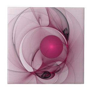 Azulejo De Cerâmica Fractal Sinuoso, Arte Abstrato Moderno Rosa Berry