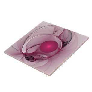 Azulejo De Cerâmica Fractal Sinuoso, Arte Abstrato Moderno Rosa Berry