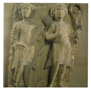 Azulejo De Cerâmica Fragmento de uma chapa do bas-alivio que descreve