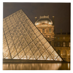 Azulejo De Cerâmica França, Paris. O Louvre ao crepúsculo. Crédito 2
