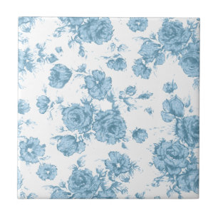Azulejo De Cerâmica Francês azul gasto Toile