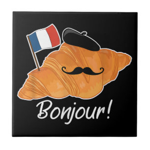 Azulejo De Cerâmica Francês Croissant Lover França Bandeira Francófilo