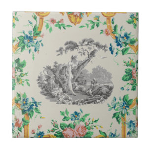 Azulejo De Cerâmica Francês Rococo François Boucher Vignette Pattern