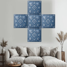 Azulejo De Cerâmica Francês Toile Rústico País Herança Pastoral Azul