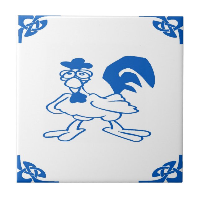 Azulejo De Cerâmica Frango Holandês Azul (Frente)