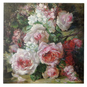 Azulejo De Cerâmica Frans Verhas Vintage Buquê de Rosas