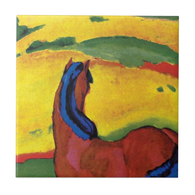 Azulejo De Cerâmica Franz Marc - Cavalo Em Uma Pintura Paisagística (Frente)