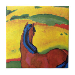 Azulejo De Cerâmica Franz Marc - Cavalo numa pintura de paisagem
