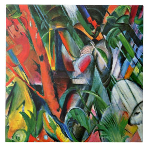 Azulejo De Cerâmica Franz Marc famosa pintura, Na Chuva,