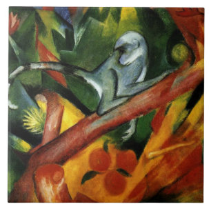 Azulejo De Cerâmica Franz Marc - O macaco, famosa pintura,