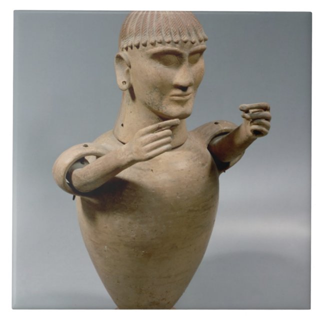 Azulejo De Cerâmica Frasco de Canopic com braços móveis (argila) (Frente)