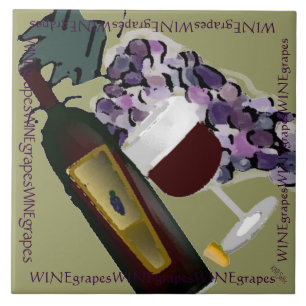 Azulejo De Cerâmica Frasco de Vinho n Uvas M
