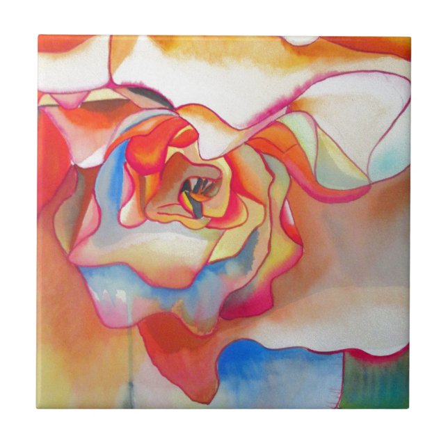 Azulejo De Cerâmica Fred martin begonia watercolor art (Frente)