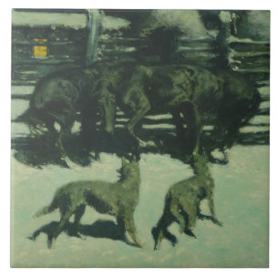 Azulejo De Cerâmica Frederic Remington - A Chamada de Ajuda