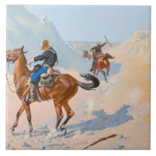 Azulejo De Cerâmica Frederic Remington - A Guarda Avançada, ou A Mil