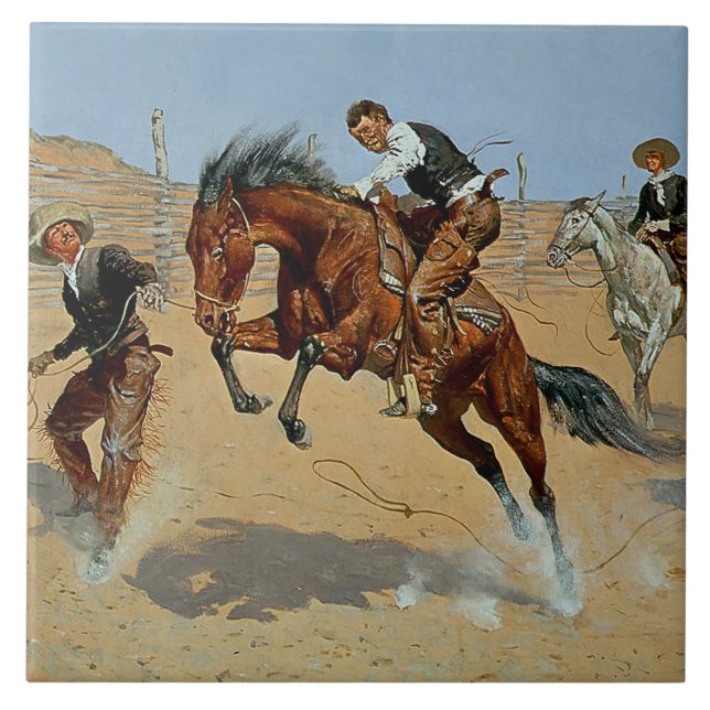 Azulejo De Cerâmica Frederick Remington Western Art "Torne-O Perso" (Frente)