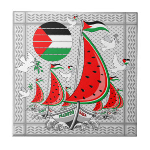 Azulejo De Cerâmica Freedom Global Sumud Flotilla Boats para Gaza