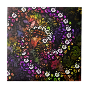 Azulejo De Cerâmica Frente roxo Psicodélico Arco-Íris Espiral Trippy