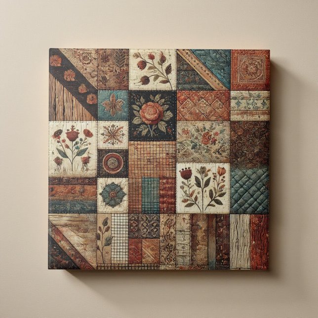 Azulejo De Cerâmica Frente russa Terracotta Quilt Patchwork Floral (Criador carregado)