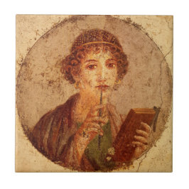 Azulejo De Cerâmica Fresco de Sappho em Pompeia