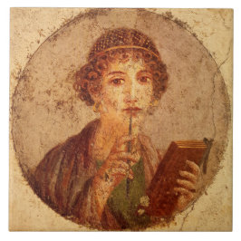 Azulejo De Cerâmica Fresco de Sappho em Pompeia