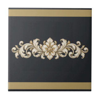 Azulejo De Cerâmica Frisa Personalizada Midnight Acanthus