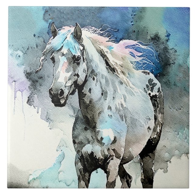 Azulejo De Cerâmica Frisky Appaloosa Mare Watercolour (Frente)
