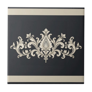 Azulejo De Cerâmica Friso de Lace Damask Marfim em Cor Personalizada