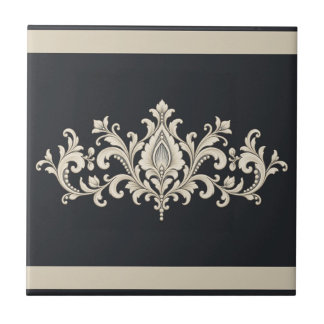 Azulejo De Cerâmica Friso de Lace Damask Marfim em Cor Personalizada
