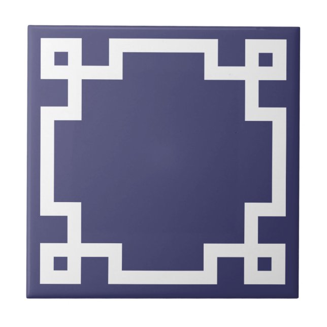 Azulejo De Cerâmica Fronteira Clássica da Chave Grega Azul Marinho Bra (Frente)