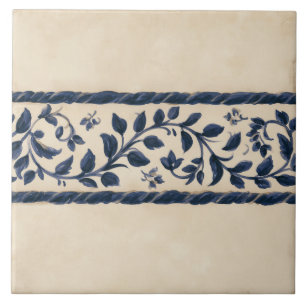 Azulejo De Cerâmica Fronteira de Cottage Botânico Índigo