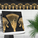 Azulejo De Cerâmica Fronteira Floral Egípcia - Mármore Dourado e Negro<br><div class="desc">Fronteira Floral Egípcia - Mármore Dourado e Negro</div>