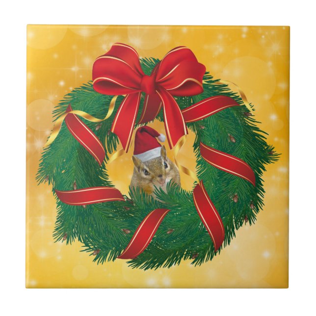 Azulejo De Cerâmica Frota de Natal de Chips Bonitos (Frente)