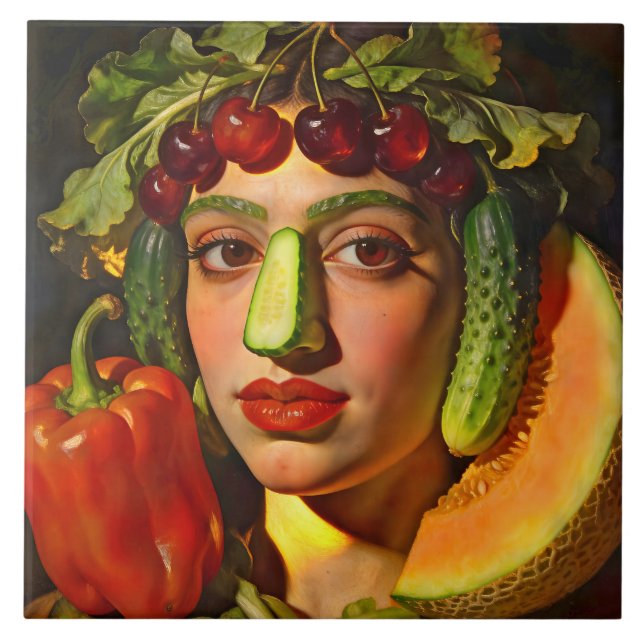 Azulejo De Cerâmica Fruits of Expression – A Surreal Portrait (Frente)