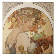 Fruta (Art Nouveau) (Retrato feminino) (Frutas)