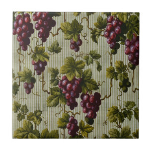 Azulejo De Cerâmica fruta de 1900 Uvas Vintage