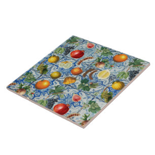 Azulejo De Cerâmica Fruta de Verão do Mediterrâneo e Mosaico Branco 