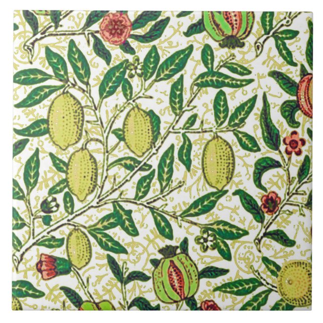 Azulejo De Cerâmica Fruta Exótica William Morris, Amarelo-limão (Frente)
