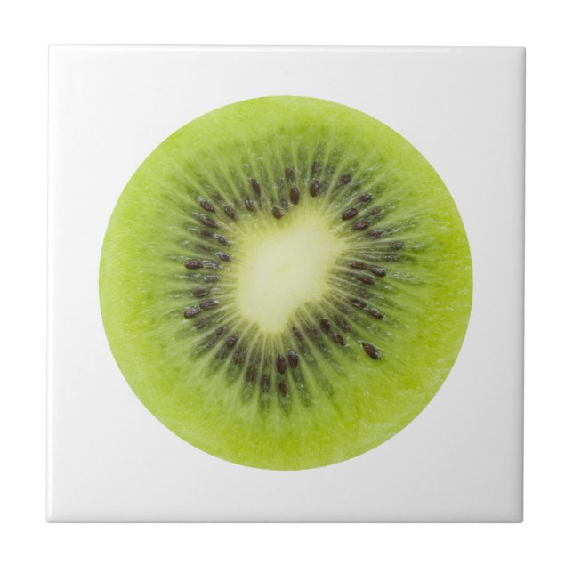 Azulejo De Cerâmica Fruta fresca de kiwi. Fechamento de fatias redonda (Frente)